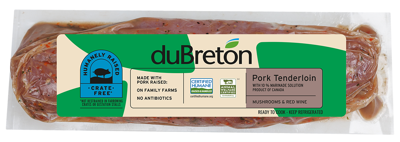 duBreton mushrooms and red wine pork tenderloin