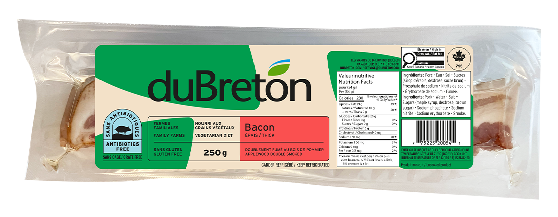 Bacon épais sans antibiotiques duBreton