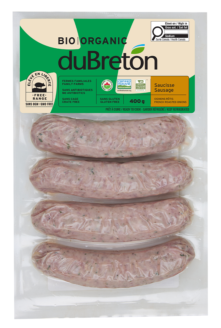 Saucisse oignons rôtis biologique duBreton