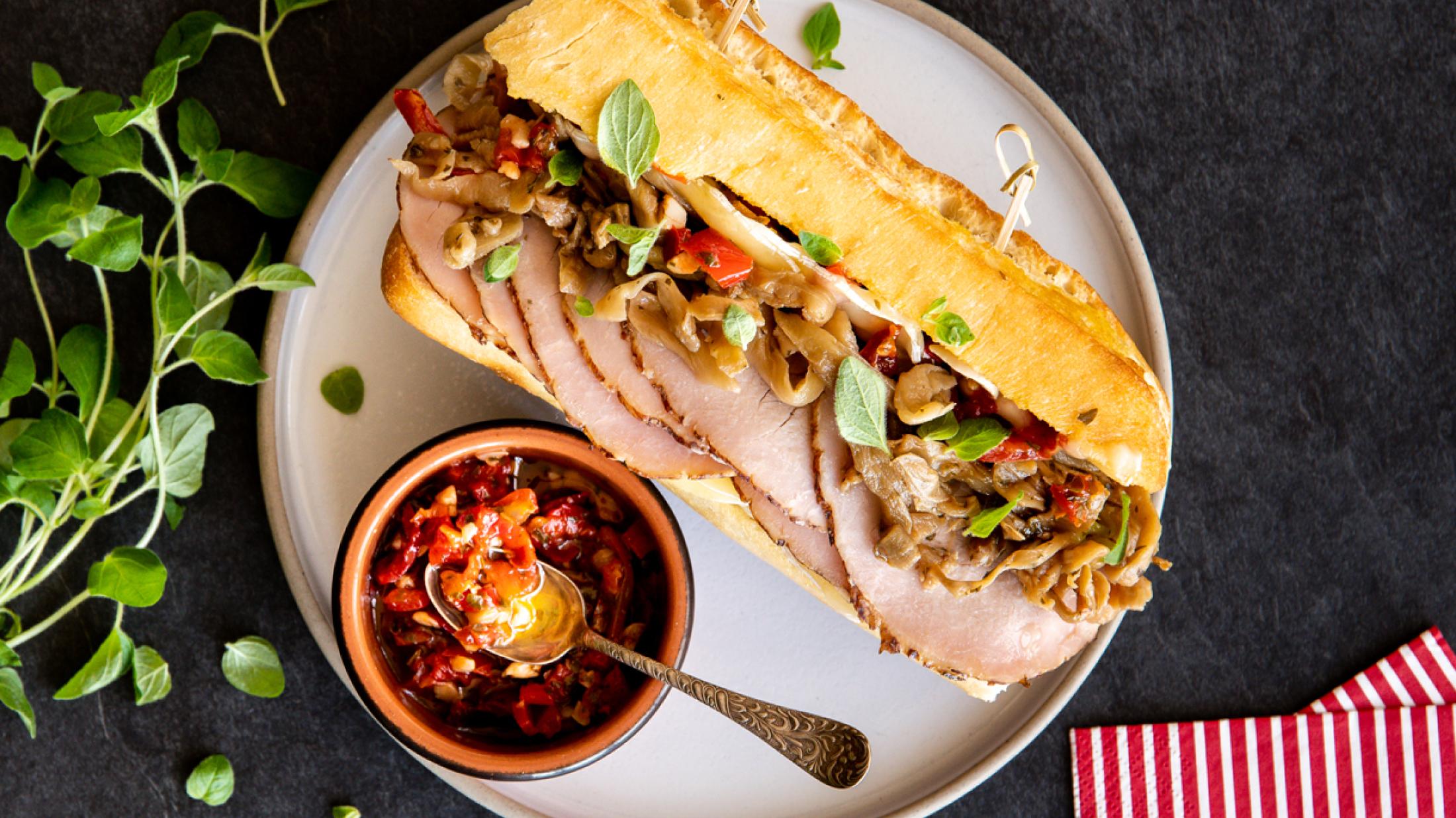 Italian porchetta sandwich