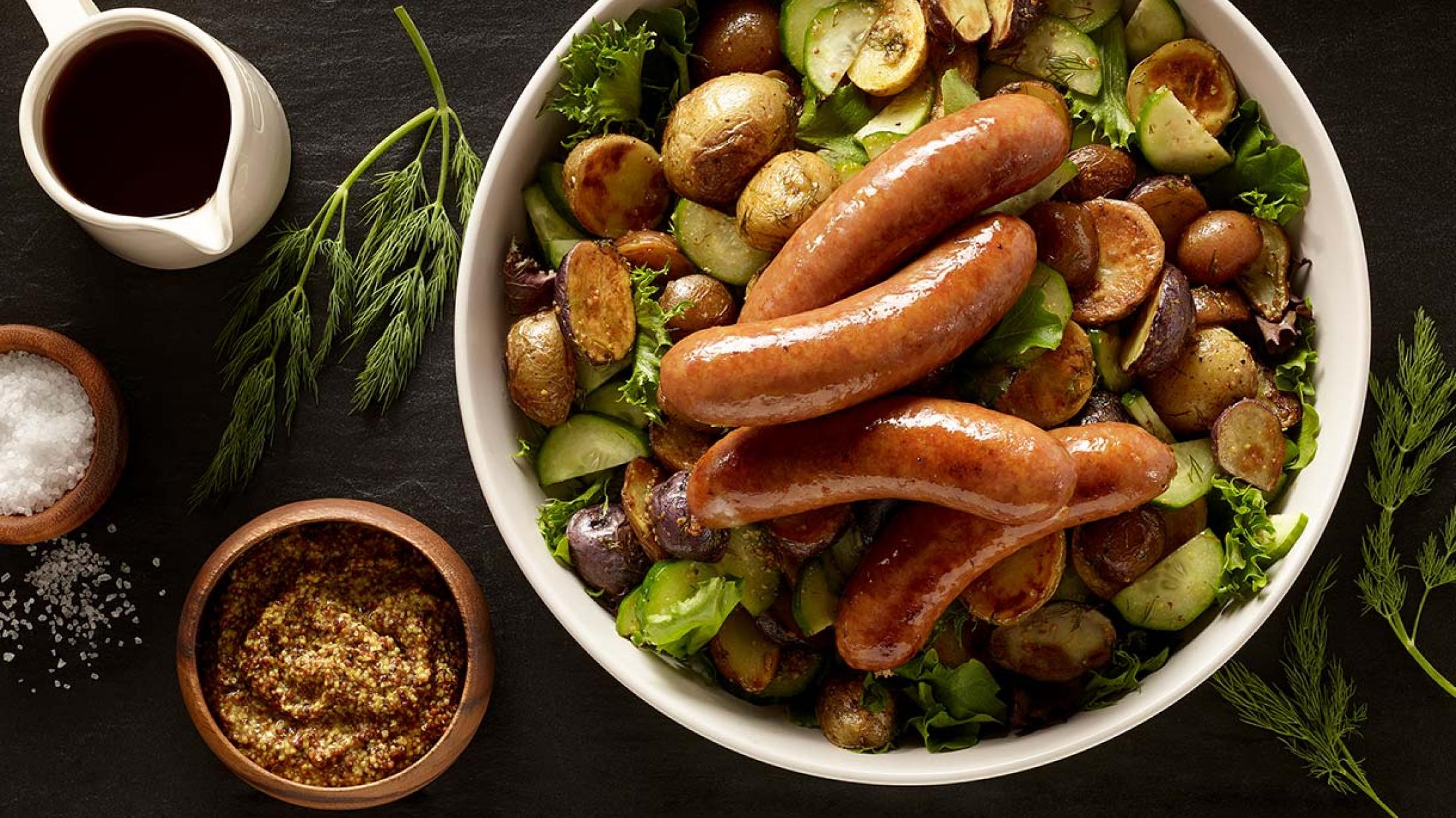 salade saucisses pommes de terre legumes
