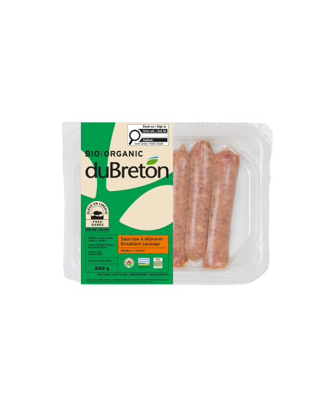 saucisse déjeuner à l'érable biologique duBreton
